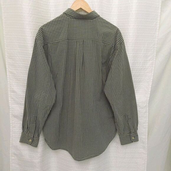 Abercrombie & Fitch Outdoor Plaid Shirt Green Tan Long Sleeve Men's Medium - Picture 4 of 7